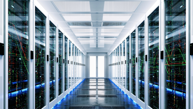 Backup cloud data service center. 3D rendering