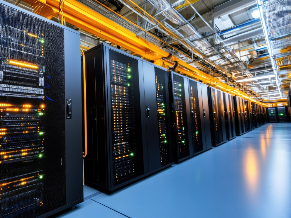 Advanced Data Center Server Racks in High-Tech Facility