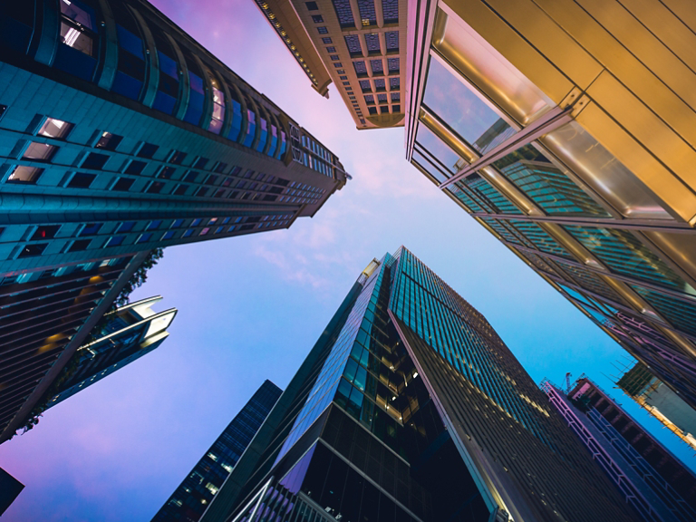 Modern commercial building in night 