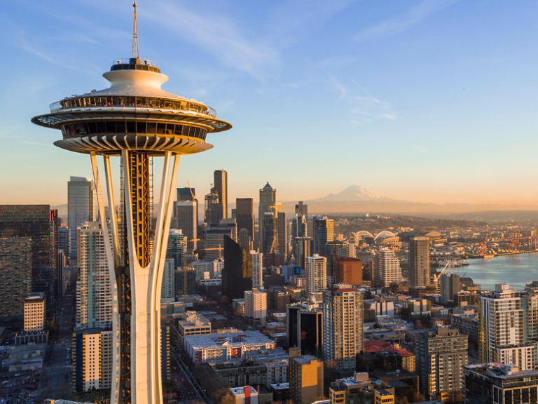 Seattle Skyline at Sunset with Space needle