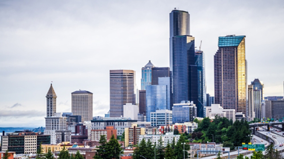 seattle washington city skyline early morning