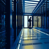 Backup cloud data service center. 3D rendering