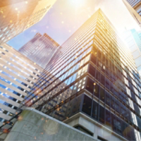 Modern office buildings in city