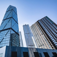 Low angle shot of modern glass building