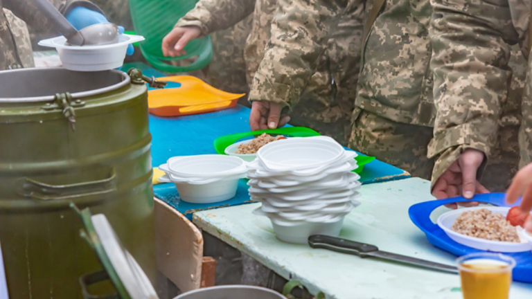 Soldier field kitchen, the military at lunch, food for the warrior.