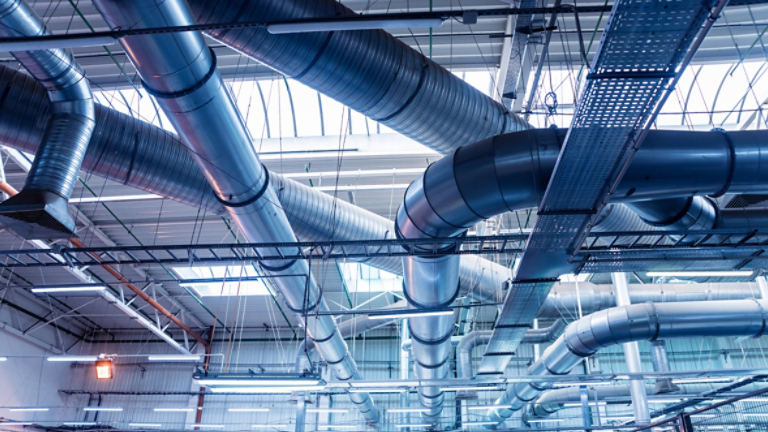 Air conditioning of buildings. Background of ventilation pipes. Laying of engineering networks., Air conditioning of buildings. Background of ventilation pipes. Laying of engineering networks.
