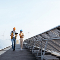 Engineers on a solar power plant