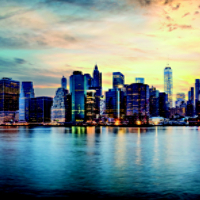 New York city sunset panorama 