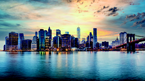 New York city sunset panorama 