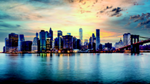 New York city sunset panorama 