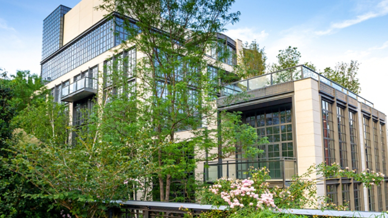 view from New York High Line park in summer