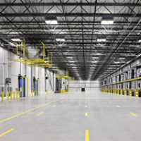 Interior of empty warehouse industrial storage building