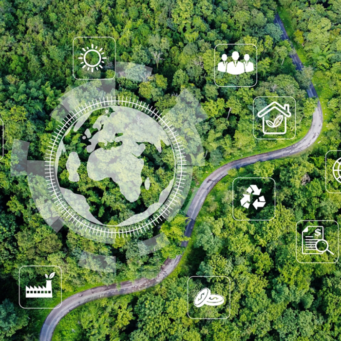 Environmental technology concept. sustainable ESG modernization development by using technology of renewable resources