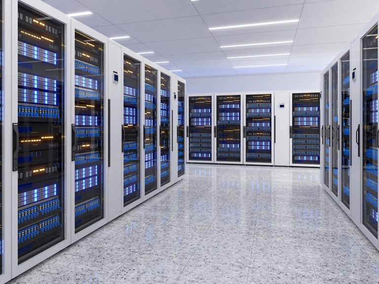 Shot of Data Center With Multiple Rows of Fully Operational Server Racks. Modern Telecommunications,Data center cooling,server room,3d rendering