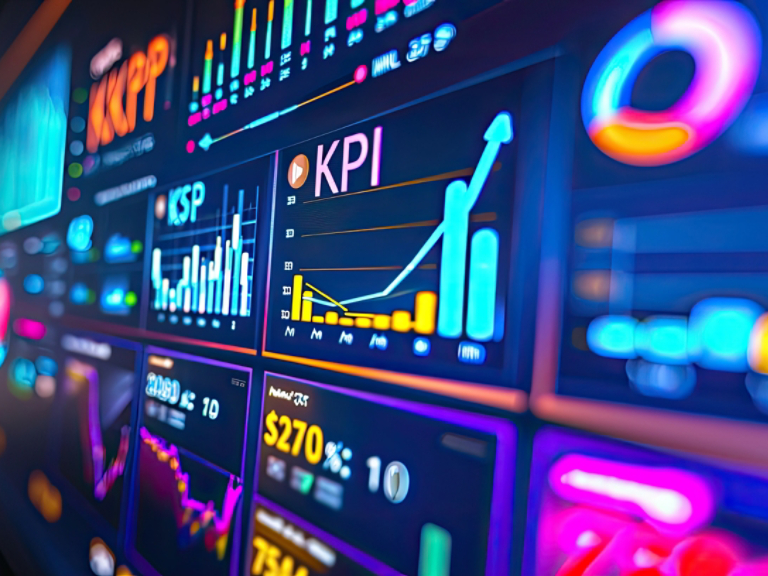 Professional key performance indicator KPI metrics dashboard for sales and business results evaluation and review system to strategic business planning concepts, mobile app and screens chart analysis