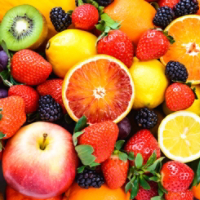 Fresh fruits mixed. Tasty fruits background.