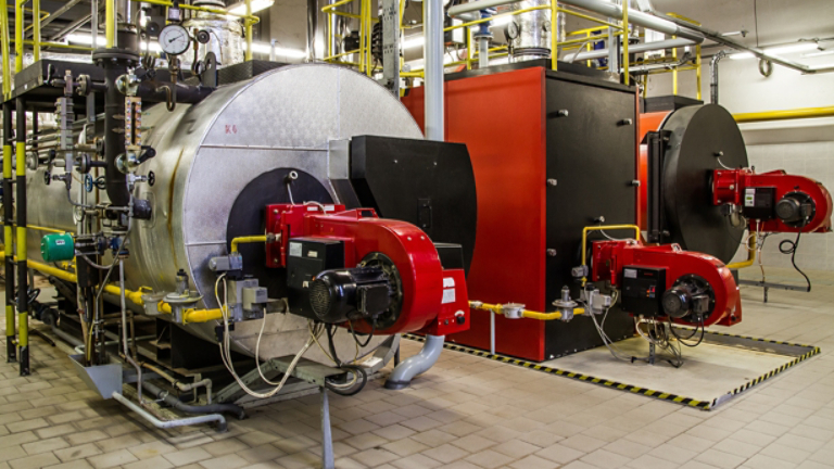 Gas boilers in gas boiler room