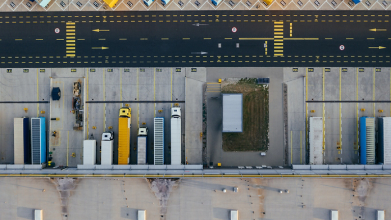 Busy warehouse loading docks