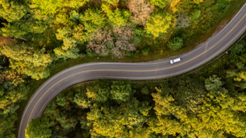 Car driving on rural road