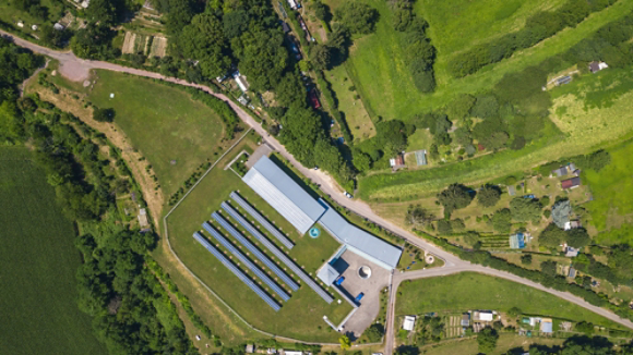 Hillside field of solar panels