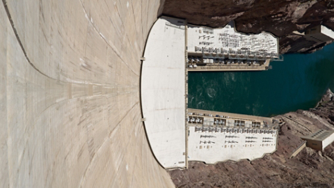 Looking down the wall of the Hoover Dam 
