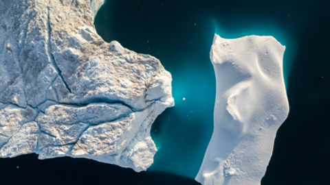 Large glacier and iceberg