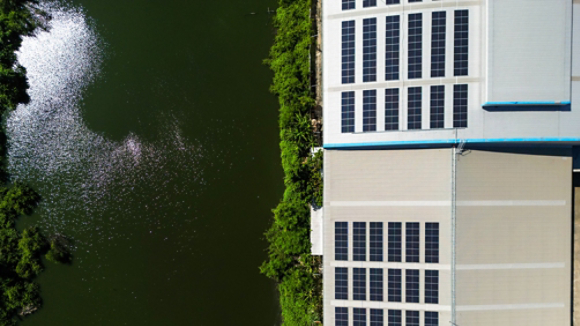 Solar rooftop along river