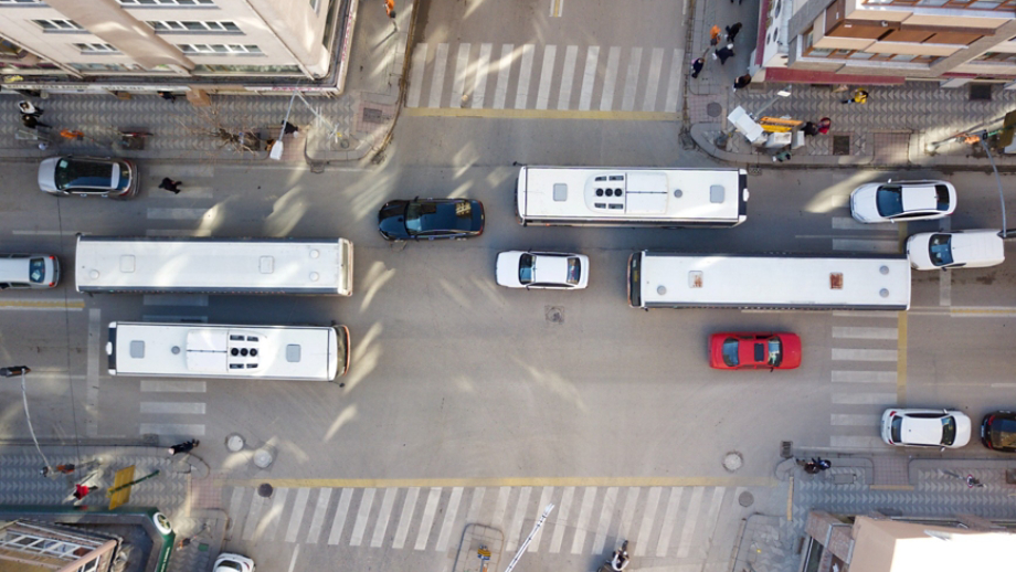 View of downtown city traffic 