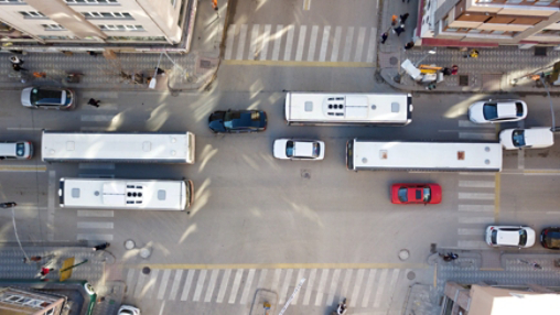 View of downtown city traffic 