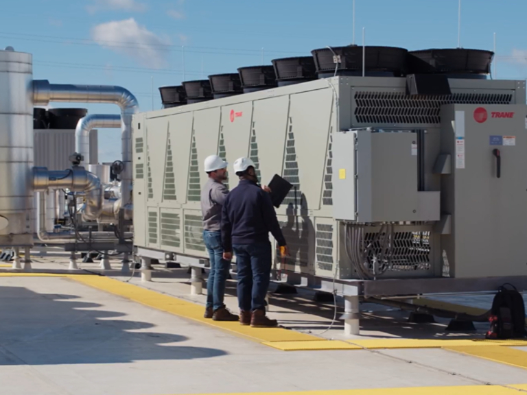 Trane technician at a data center