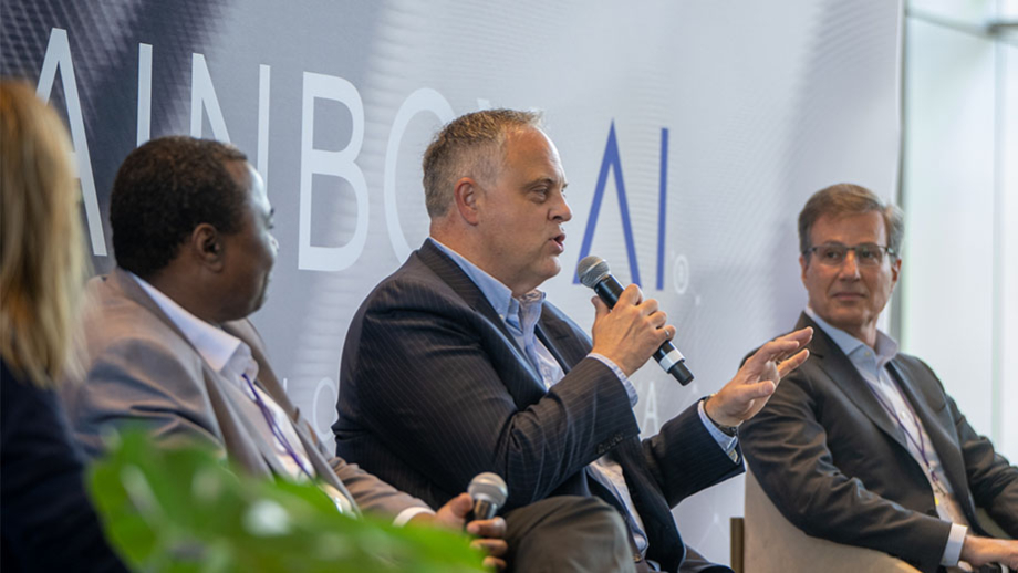 Jean-Simon Venne speaking on a business panel