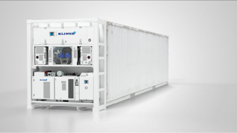 Front view of a Klinge NMR-262 dual redundant refrigeration unit with diesel genset