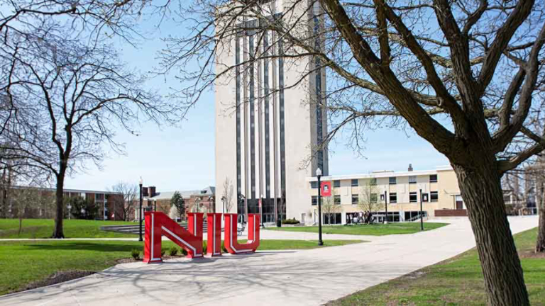 Northern Illinois University campus at springtime