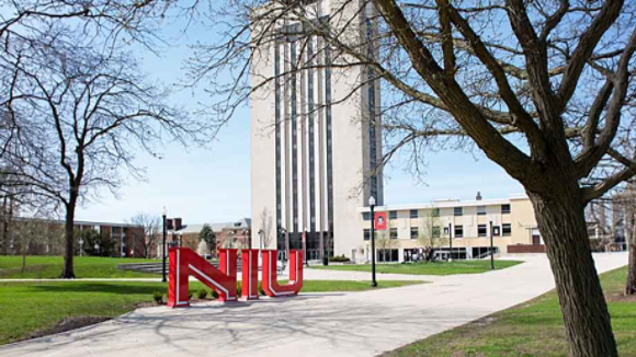 Northern Illinois University campus at springtime