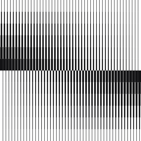 Abstract black-and-white pattern of vertical stripes with varying thicknesses creating a gradient effect that forms a diagonal division from upper left to lower right