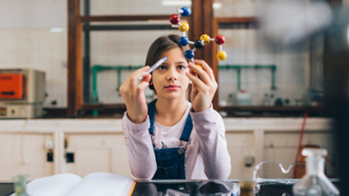 Girl in chemistry lab