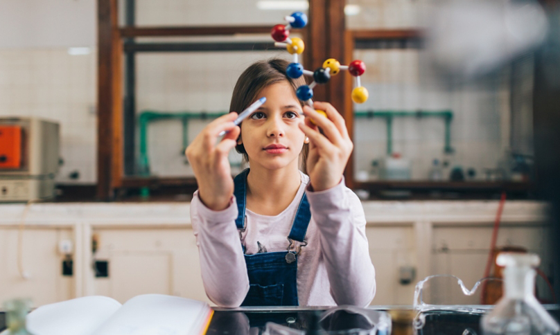 Girl in chemistry lab