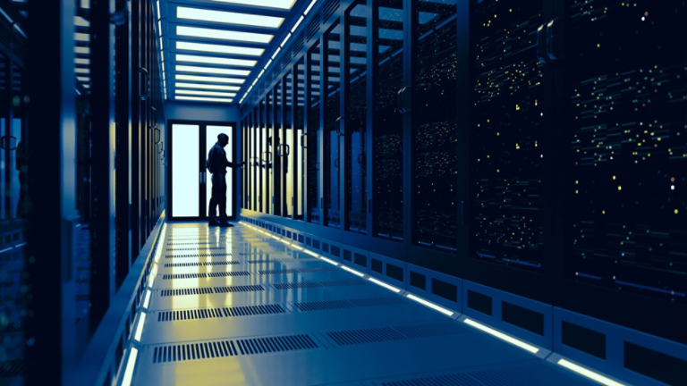 Backup cloud data service center. 3D rendering