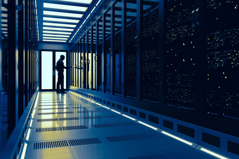 Backup cloud data service center. 3D rendering