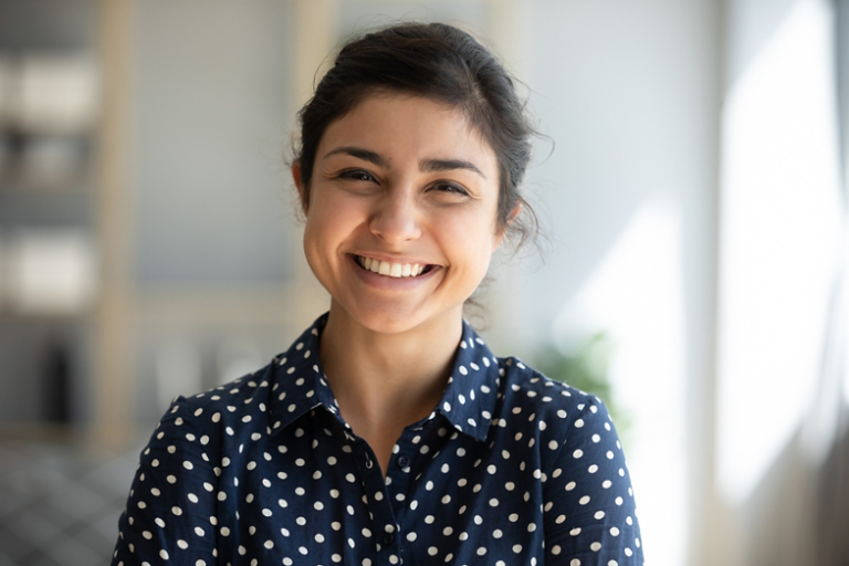 Cheerful woman smiling