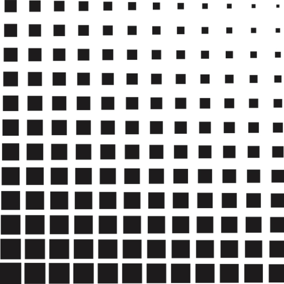 Black-and-white grid of squares that decrease in size from the bottom-left to the top-right
