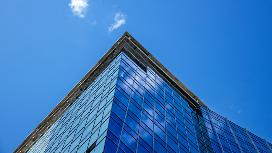 Glass business building