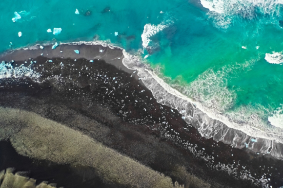 Aerial Dark Sand Beach