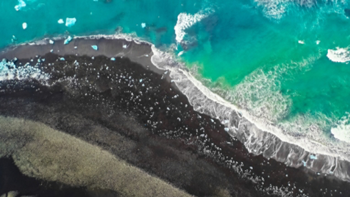 Aerial Dark Sand Beach