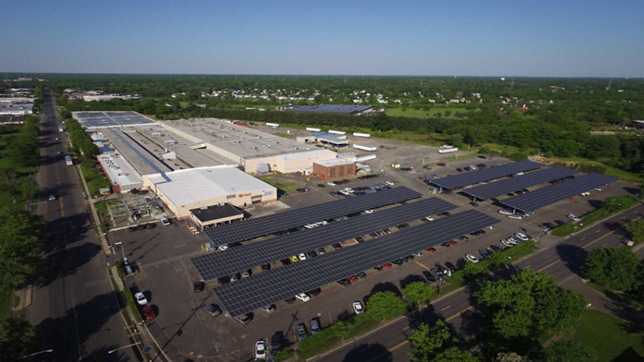 aerial view of solar panels at Trenton plant