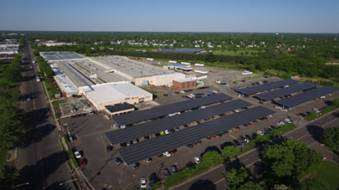 aerial view of solar panels at Trenton plant