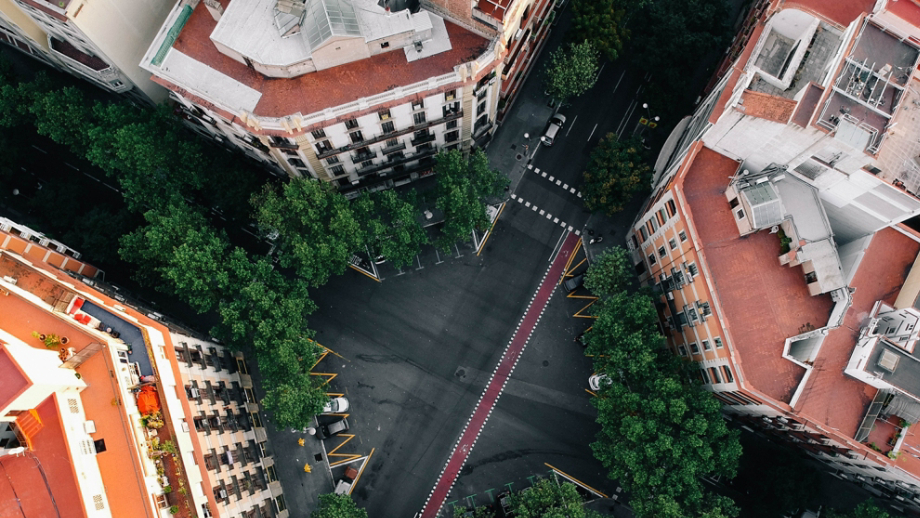 Four Buildings at an Intersection