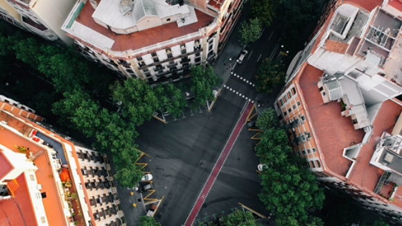 Four Buildings at an Intersection