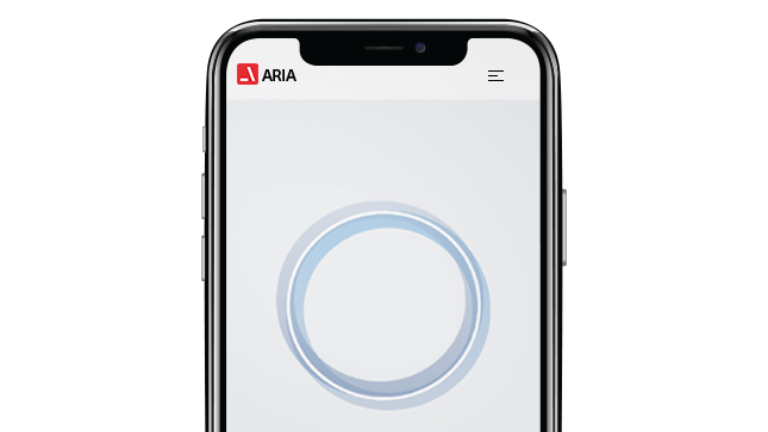 Smartphone with ARIA AI interface displayed