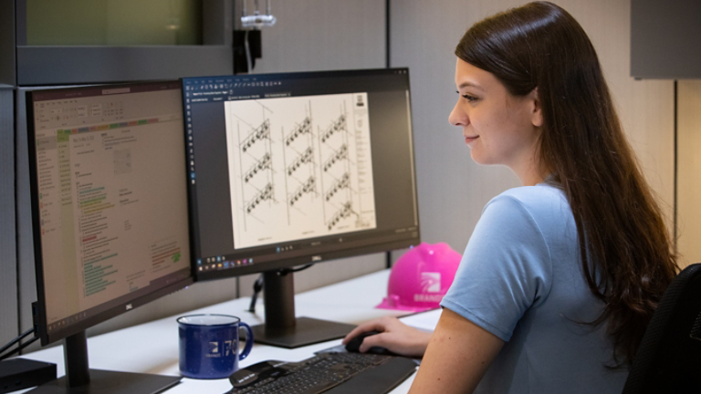 Chrystelle Le Roux working at a computer